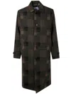 Les Deux Long Checkered Wool Coat With Notched Lapel In Brown