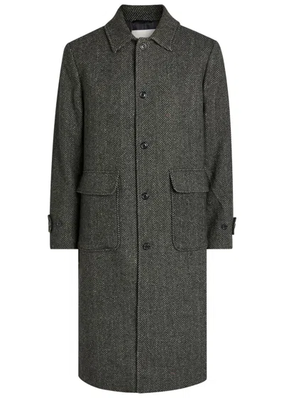 Les Deux Maximillian Herringbone Wool-blend Coat In Gray