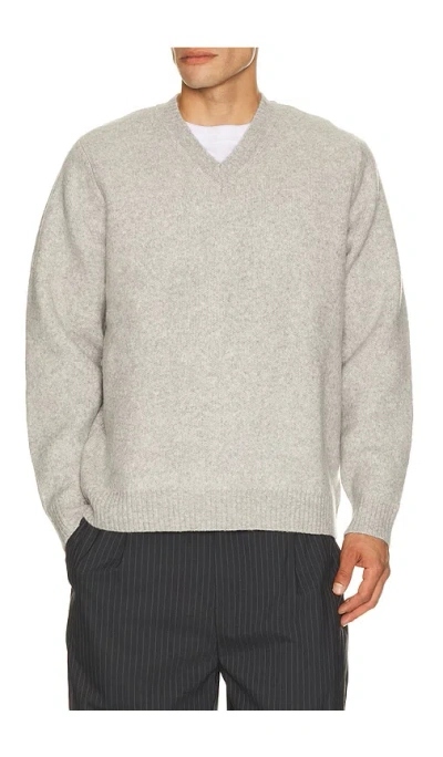 Les Deux Melange V-neck Knit Sweater In White
