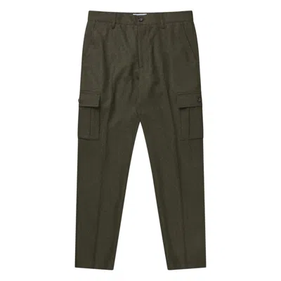 Les Deux Men's Como Reg Wool Cargo Suit Pants In Forest Green Melange