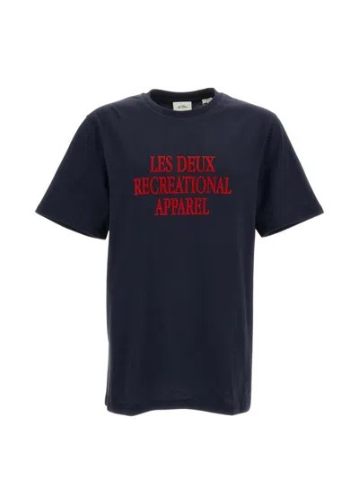 Les Deux Men Dark Blue Graphic T-shirt In Multi