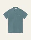 LES DEUX MEN'S EMMANUEL POLO KNIT SHIRT IN WASHED DENIM BLUE