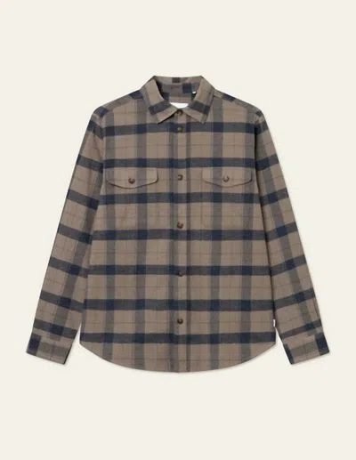 Les Deux Men's Lennon Flannel Check Overshirt In Desert Taupe/dark Navy