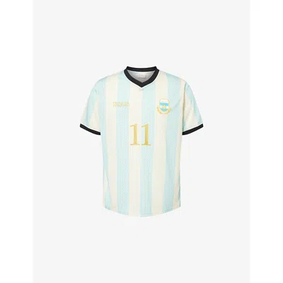 Les Deux Mens Button Blue Argentina Football Jersey T-shirt In Multi