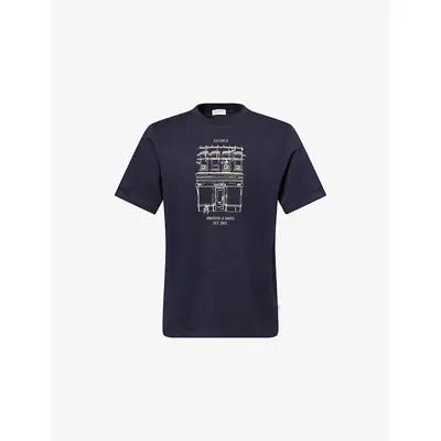 Les Deux Mens  Brady Neighborhood Cotton-jersey T-shirt In Blue