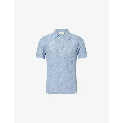 Les Deux Pointelle Shirt Faded Denim Blue