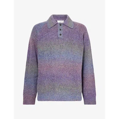Les Deux Mens Gradient Polo Knit Woven Jumper Purple