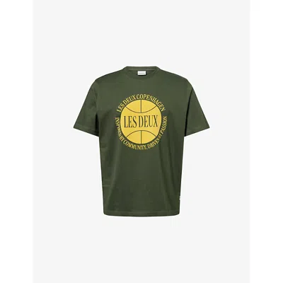 Les Deux Mens  Ben Basketball Cotton-jersey T-shirt In Green