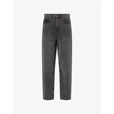 Les Deux Mens  Roi Washed Wide-leg Denim Jeans In Gray