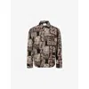 Les Deux Mens Mountain Grey Kaleb Patchwork Jacquard Overshirt In Multi