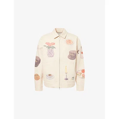 Les Deux Mens Oyster Gray Robert Aop Printed Cotton Jacket In Neutral