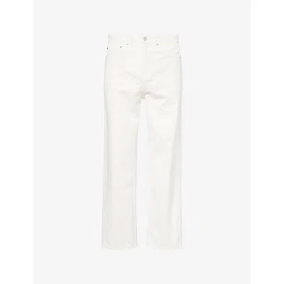 Les Deux Mens Light Ivory Carpenter Patch-pocket Denim Jeans In White