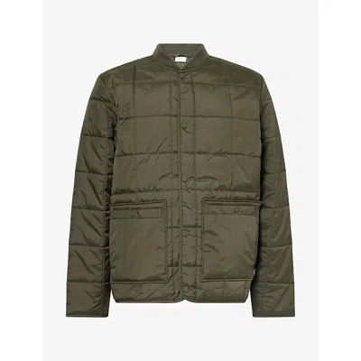Les Deux Mens Quilted Bomber Woven Jacket Rosin Green