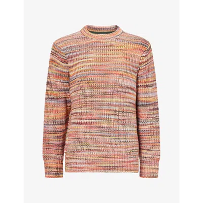 Les Deux Mens Space Ribbed Crewneck Cotton-blend Jumper Multicolour