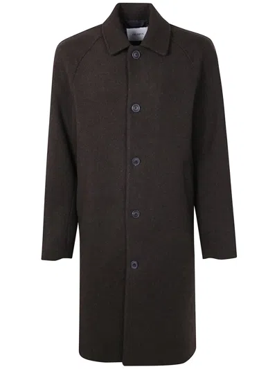 Les Deux "michael" Solid Wool Coat Clothing In Brown