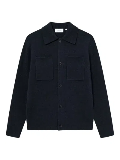 Les Deux Milano Pocket Knit Overshirt In Blue