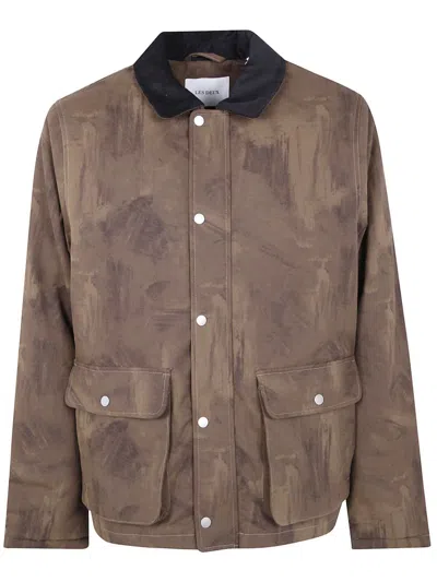 Les Deux "montana Aop" Cotton Jacket Clothing In Brown