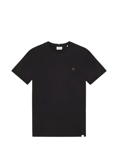 Les Deux Norregaard Logo-embroidered Cotton T-shirt In Black