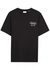 Les Deux Orchid Logo-print Cotton T-shirt In Black