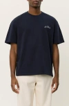 Les Deux Organic Cotton Graphic T-shirt In Blue