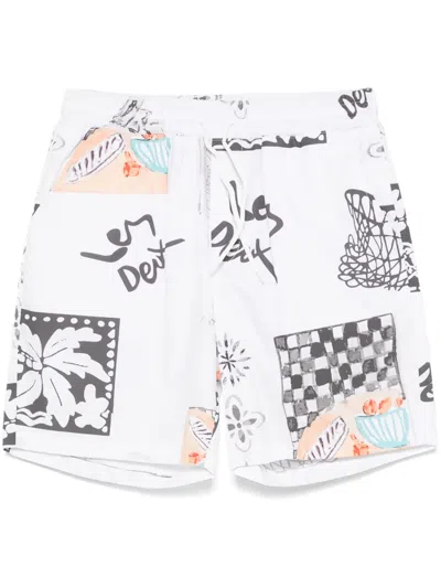 Les Deux Otto Aop Shorts In White