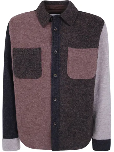 Les Deux Overshirt Colourblock Wool Colourblock Overshirt In Brown