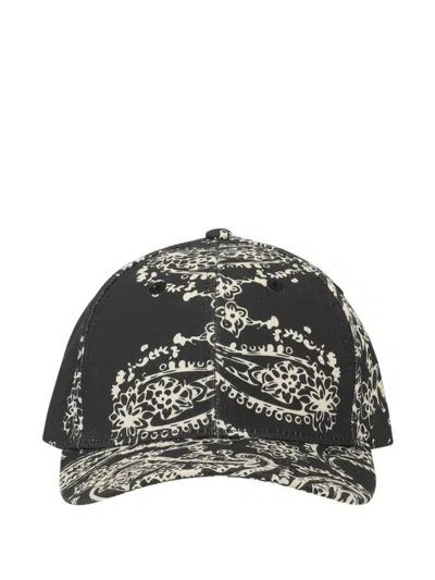Les Deux Paisley-print Baseball Cap In Black