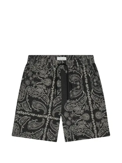 Les Deux Paisley-print Drawstring Shorts In Black