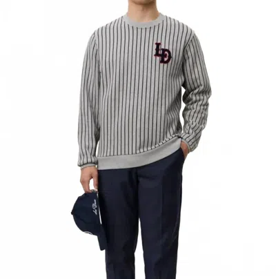 Les Deux Patch Pinstripe Sweatshirt In Grey Melange In Multi