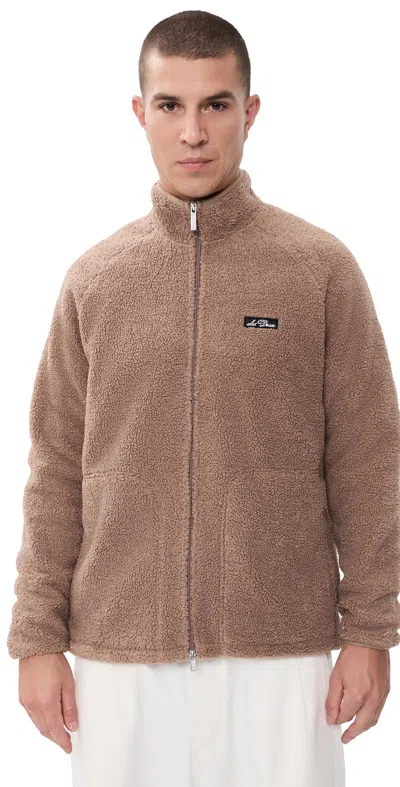 Les Deux Patch Teddy Faux Fur Jacket Caribou