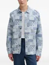 Les Deux Patchwork-pattern Button-down Jacket In Blue