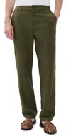 Les Deux Pino Linen Pants 32 Olive Night In Green