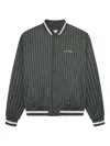 Les Deux Pinstripe Bomber Jacket In Green