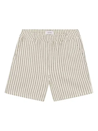 Les Deux Pinstripe Terry Shorts In Neutral
