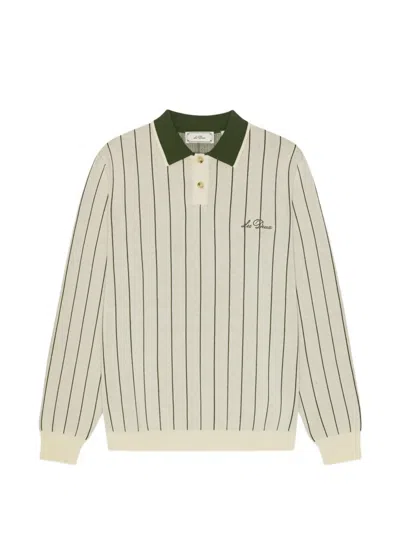 Les Deux Pinstripe-pattern Polo Sweater In Neutral