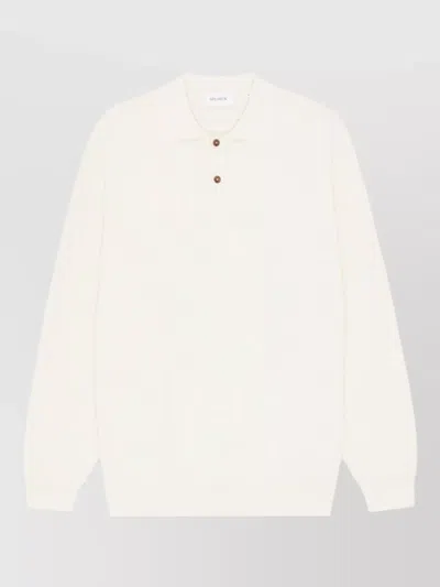 Les Deux Polo Collar Textured Knit Short Sleeve Sweater In White