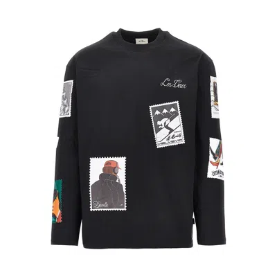 Les Deux Printed Cotton T-shirt In Black