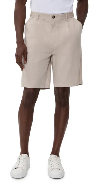 Les Deux Reece Pleated Slub Shorts Light Sand In Neutral