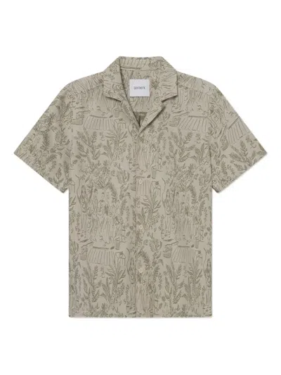 Les Deux Revere-collar Graphic-print Shirt In Gray