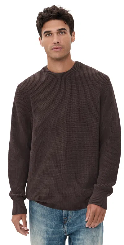 Les Deux Rib Crew Knit Sweater Mole Brown