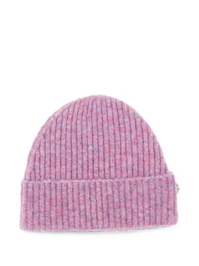 Les Deux Ribbed-knit Beanie Hat In Purple