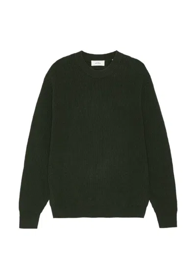 Les Deux Ribbed-knit Crew-neck Sweater In Green