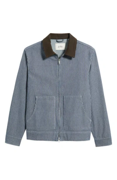 Les Deux Robert Stripe Jacket In Blue