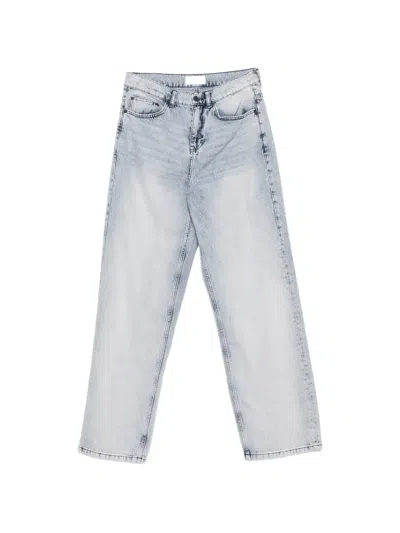 Les Deux Roi Acid-wash Wide-leg Jeans In Blue