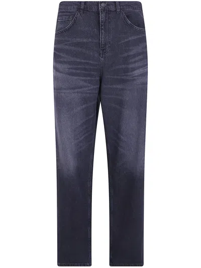 Les Deux Roi Black Washed Denim Jeans In Blue