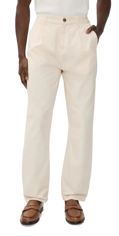 Les Deux Romeo Pleated Chino Pants Eggnog White In Neutral