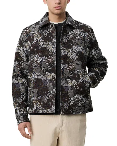 Les Deux Rose Jacquard Button Overshirt In Black