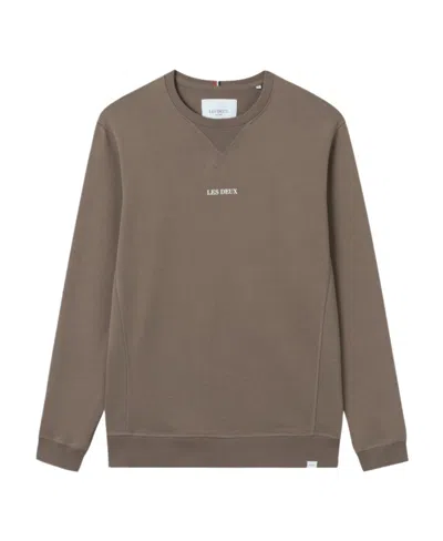 Les Deux Round Collar Long Sleeve Sweater In Brown