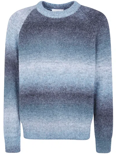 Les Deux Round Neck Gradient Knit Sweater In Blue