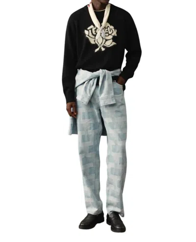 Les Deux Ryder Jacquard Jeans In Light Blue